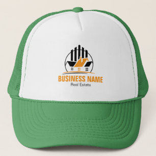 Boné Logotipo Profissional de Imobiliária Laranja Branc