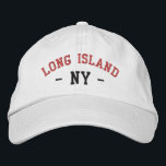 Boné LONG ISLAND NY Preppy Red Black (LONGA ILHA NY Pre<br><div class="desc">Pré-disquete LONGA ILHA NY Vermelho e Preto bordado em chapéu de algodão branco. As cores do bordado são personalizáveis para outras opções de cores selecionando o botão da ferramenta "Editar Design". Também está disponível a opção de selecionar essa cor na página do item principal.</div>