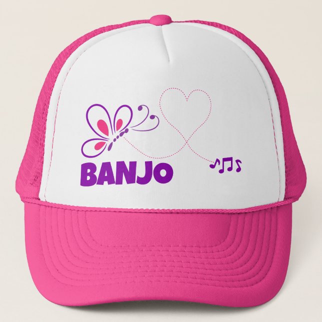 Boné Love Banjo Pink Purple Butterfly Heart (Frente)