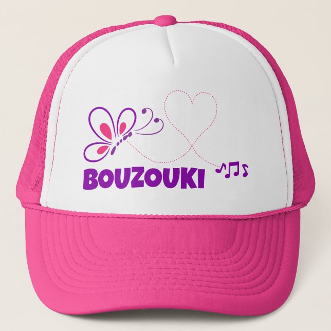 Boné Love Bouzouki Pink Purple Butterfly Heart (Frente)
