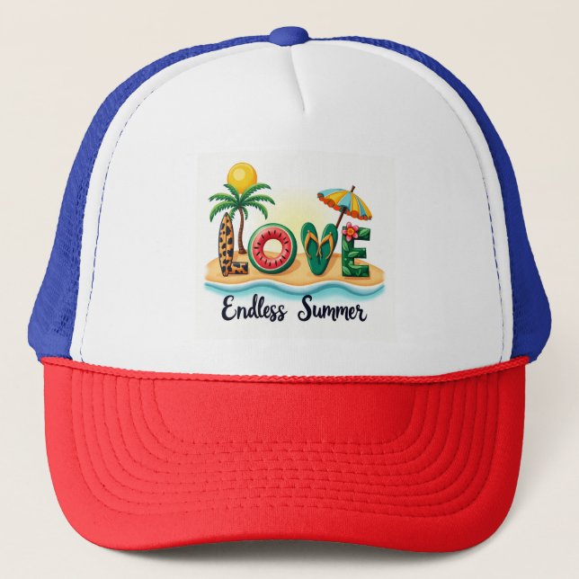 Boné Love Endless Summer Beach Cartoon Hat (Frente)
