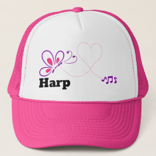 Boné Love Harp Pink Purple Butterfly Heart