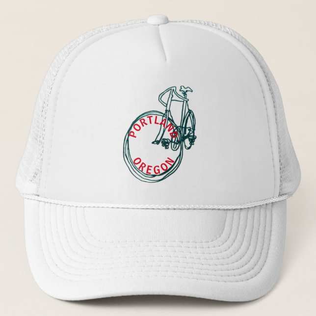 Boné Love Heart Portland Oregon Bicycle Trucker Hat (Frente)