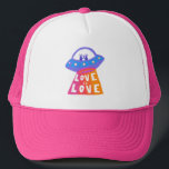 Boné LOVE IS LOVE UFO Cute Colorful Rainbow Pride<br><div class="desc">Check out my shop for more pronouns, silly jokes, hiking, camping, vanlife, birds and lots more! You can also find this design on shirts, stickers, mugs, and buttons. Be sure to visit my shop for more designs too. Or if you'd like something custom please let me know. If you buy...</div>