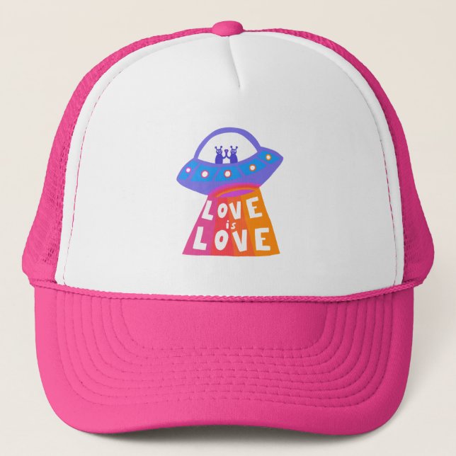 Boné LOVE IS LOVE UFO Cute Colorful Rainbow Pride (Frente)