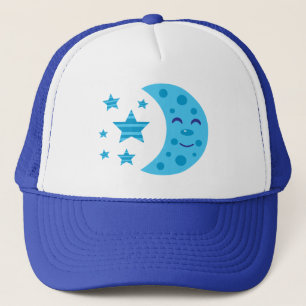 Boné Lua azul e estrelas riscadas