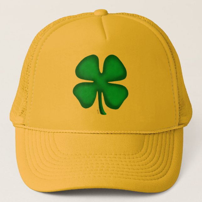 Boné Lucky 4 Leaf Irish Clover yellow foam trucker hat (Frente)