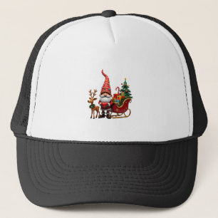 Boné Luz de Natal Gnome Papai Noel Andando de Trenó Hi
