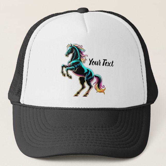 Boné Luz Neon de Cavalo Glitch Estilo Retro (Frente)