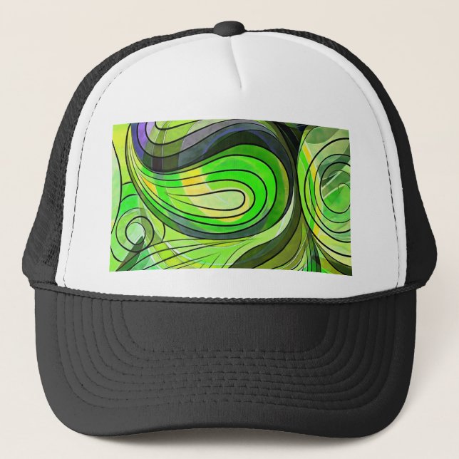 Boné Maconeta Verde Doodle Com Linhas Pretas (Frente)
