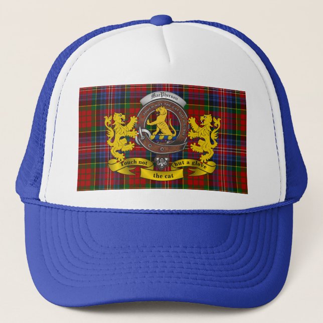 Boné Macpherson Scottish Tartan & Crachá Trucker Hat (Frente)