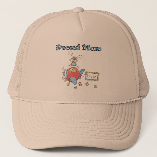 Boné Mãe-Avião Orgulhoso É um camiseta-Rapaz e presente (Frente)