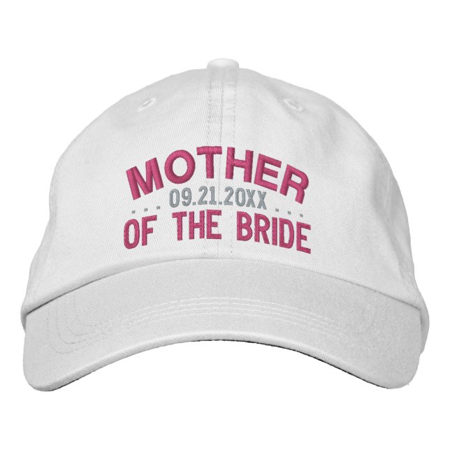 Boné Mãe da Noiva Diversão em Rosa sobre Branco (Frente)