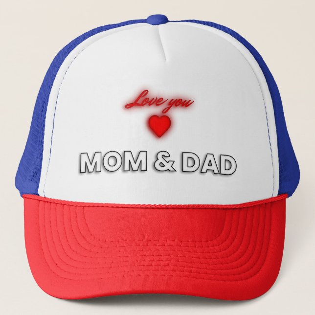 Boné Mãe e Pai Hat | Design de Amor Familiar Feliz (Frente)