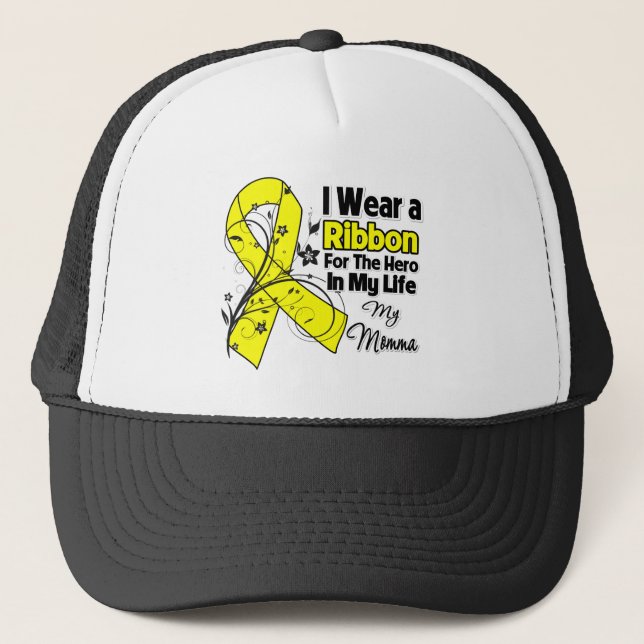 Boné Mãe Herói em Minha Vida Sensibilização Sarcoma (Frente)