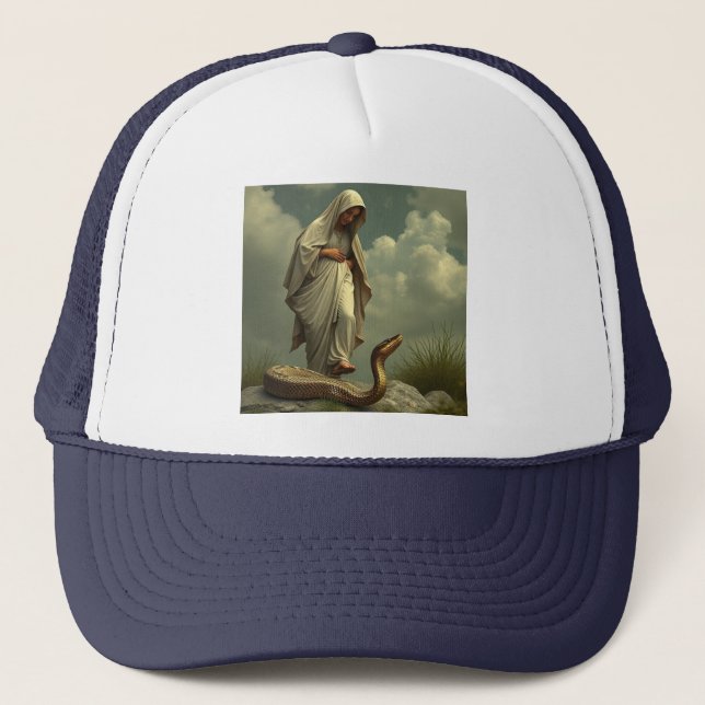 Boné Mãe Mary Pregando No Chapéu Do Caminhoneiro Cobra (Frente)