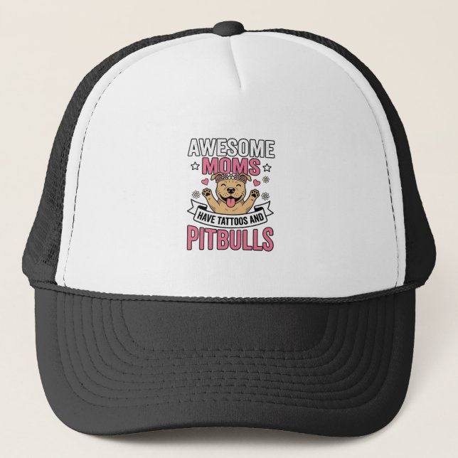Boné Mães Incríveis Têm Tatuagens e Pitbulls Camisa Vin (Frente)
