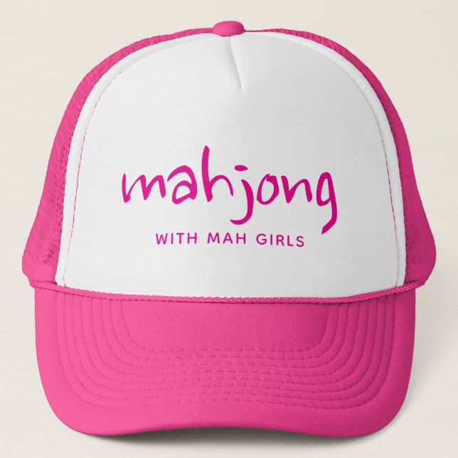 Boné Mahjong Rosa Choque com Mah Girls (Frente)