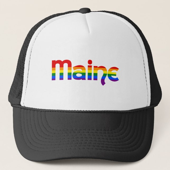 Boné Maine Rainbow texto Hat (Frente)