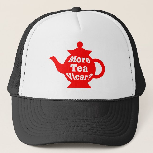 Boné Mais chá Vicar? - Vermelho e Branco (Frente)