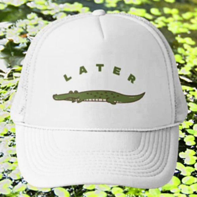 Boné Mais Tarde, Alligator Funny Trucker Hat - Gator Jo (Criador carregado)