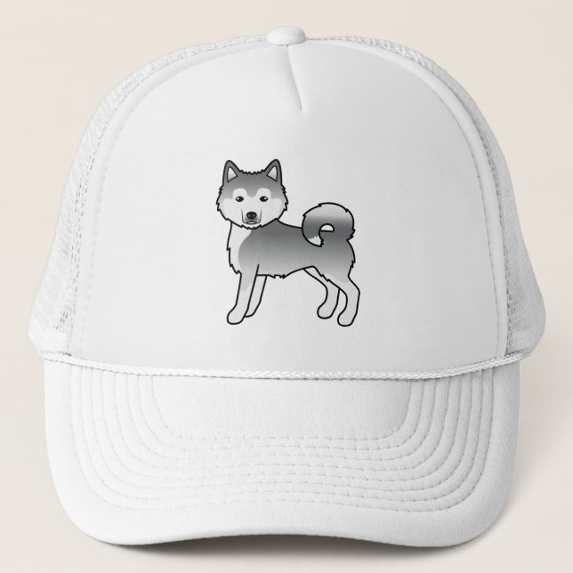 Boné Malamute do Alasca Prateado Cachorro de Desenho An (Frente)