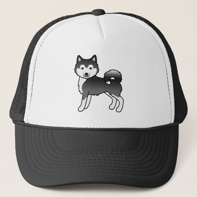 Boné Malamute do Alasca Preto e Branco Cachorro de Dese (Frente)