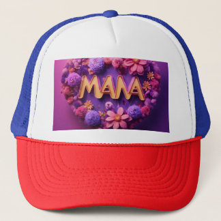 Boné "Mama Love - Neon Heart com Fundo Floral 3D
