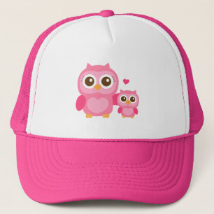 Boné Mamãe e Eu, Coruja Bebê Fofa, Rosa