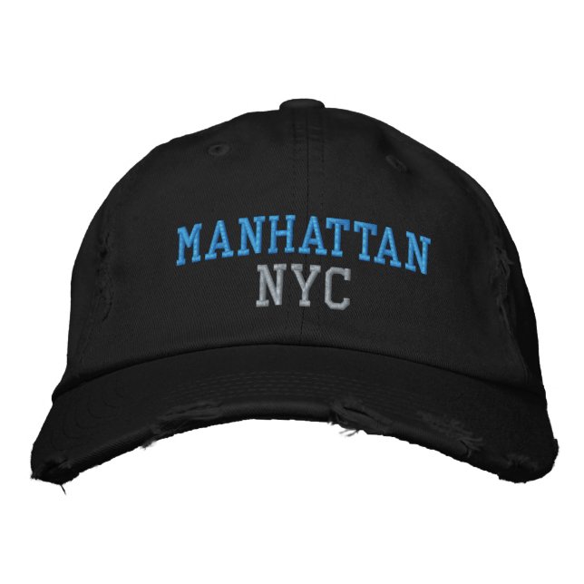 Boné MANHATTAN NYC Azul Cinza Preto Estilo Vintage (Frente)