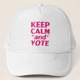 Boné Mantenha a calma e vote tipografia moderna rosa-qu