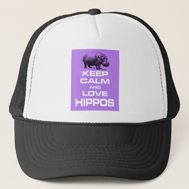 Boné Mantenha o roxo da calma e do design de Hippotamus (Frente)