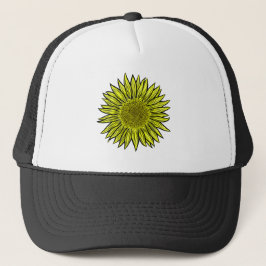 Boné Mão De Girassol Amarelo Amarelo Floral Desenhada
