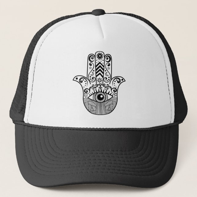 Boné Mão de Hamsa preto e branco (Frente)