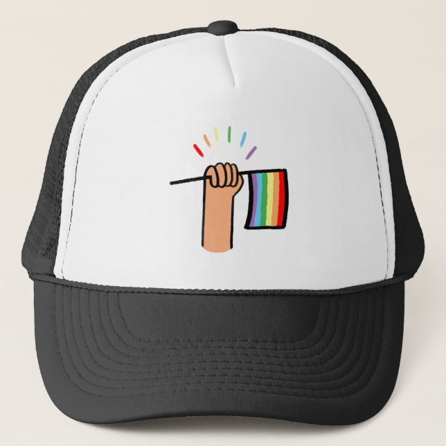 Boné Mão Desenhada Ativando um Sinalizador Arco-Íris (Frente)