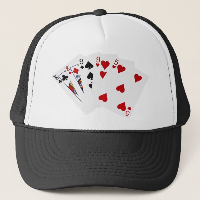 Boné Mãos Poker - Dois Pares - Rei, Nove (Frente)