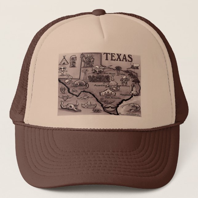 Boné Mapa de Cartoons do Texas Antigo (Frente)