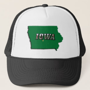 Boné Mapa de Estado de Iowa e Texto de Imagem