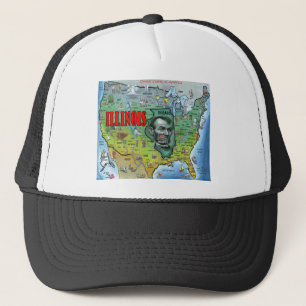 Boné Mapa dos EUA de Illinois
