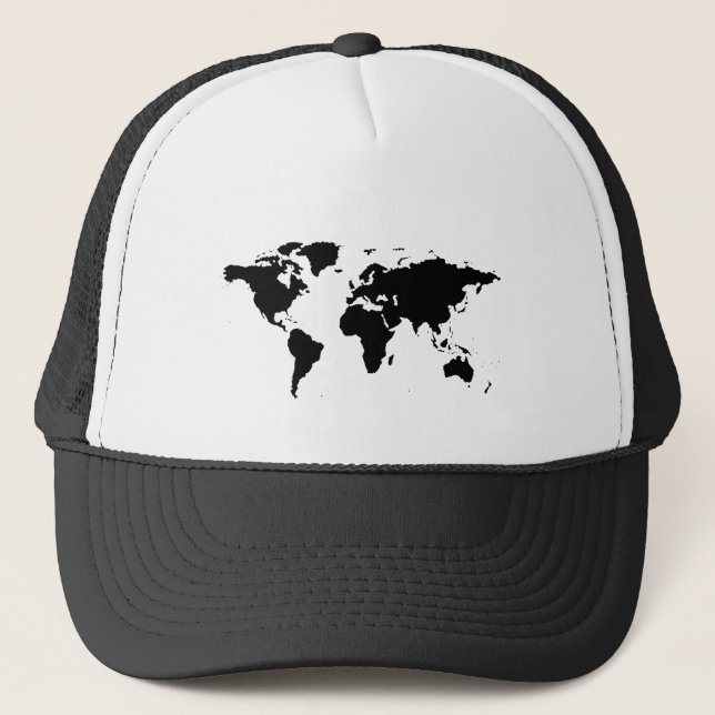 Boné mapa gráfico preto mundial (Frente)