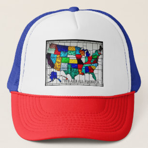 Boné Mapa Multicolorido Dos Estados Unidos Representand