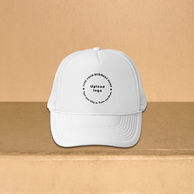 Boné Marca comercial no texto de padrão redondo em (Round pattern business brand texts on trucker hat)