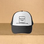 Boné Marca Negra de Negócios no Trucker Hat<br><div class="desc">Marca de negócios em um chapéu de caminhoneiro personalizável. Personalize-o digitando o nome da sua empresa e carregando o logotipo da sua empresa. Você pode incluí-lo em seus produtos de promocional, oferecer itens ou presentes aos seus clientes ou clientes, uma estratégia de marketing para anunciar sua empresa ou promover sua...</div>