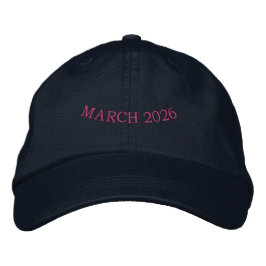 Boné Março de 2026 texto Gorro Ajustável Navy Ajuste pe