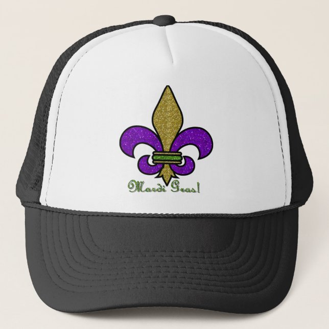 Boné Mardi Gras Colorido Fleur De Lis (Frente)