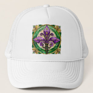 Boné Mardi Gras StainGlass Fleur de lis