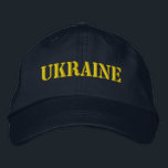 Boné Marinho UKRAINE Azul com Fonte de Estilo de Estênc<br><div class="desc">Marinho UCRANO Azul com Estilo de Estêncil Amarelo Chapéu de Fonte Bordado para mostrar seu apoio à Ucrânia!</div>