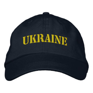 Boné Marinho UKRAINE Azul com Fonte de Estilo de Estênc