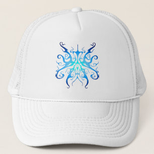 Boné Máscara Tribal Azul Elegante Design Abstrato