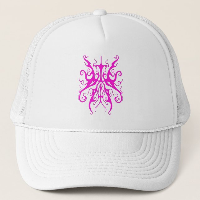Boné Máscara Tribal Rosa Elegante Design Abstrato (Frente)